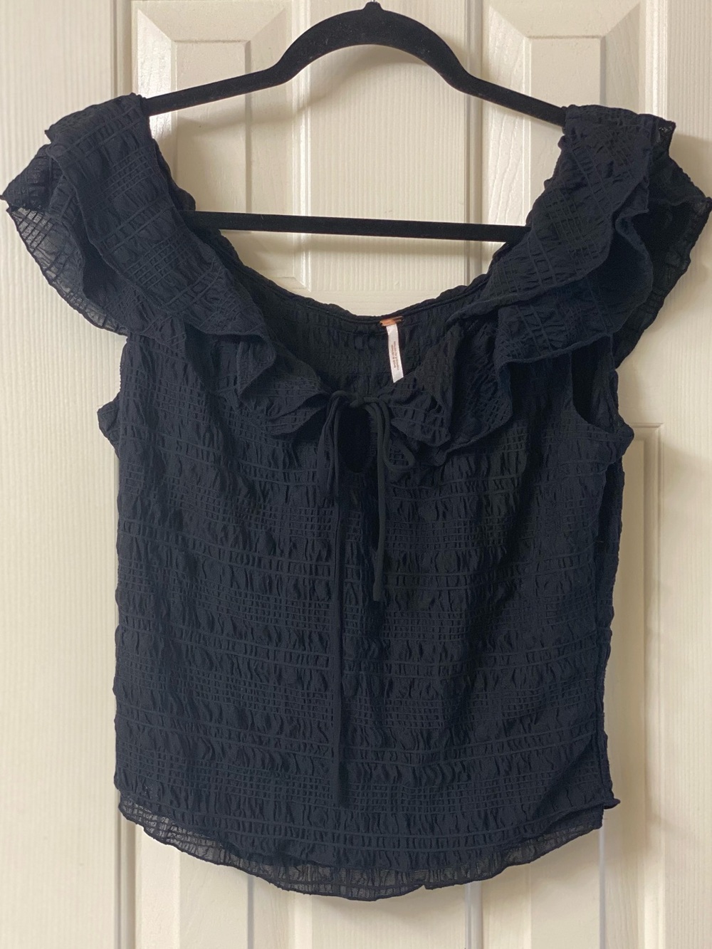 Free People Love You More Women's Black Ruched Tie Front Tank Top Size Large